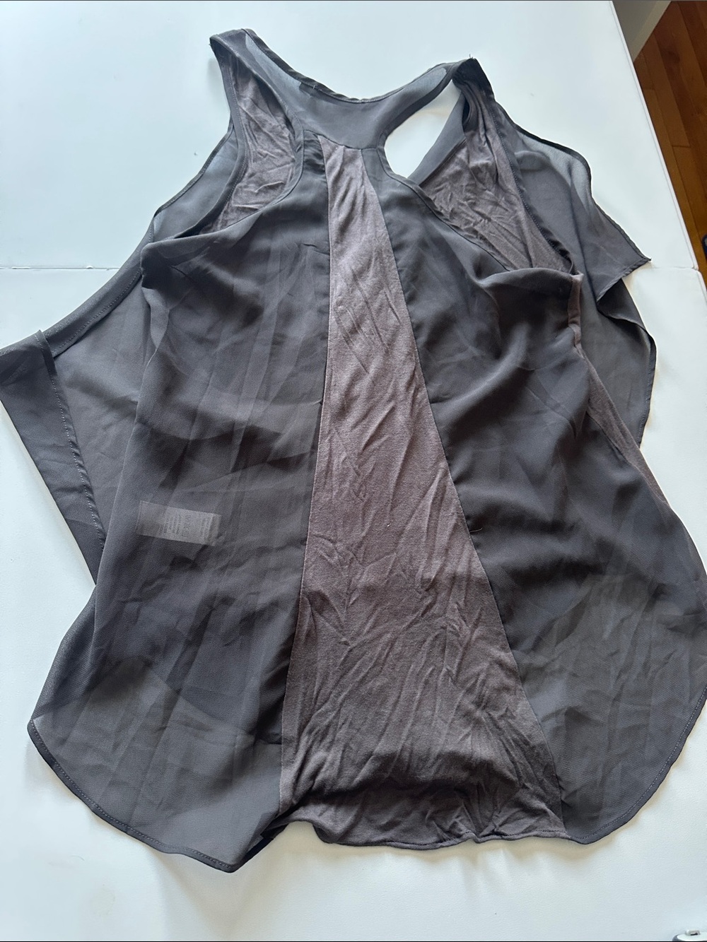 L—Doe & Rae Charcoal Gray Chiffon Racerback Camisole - Picture 7 of 11